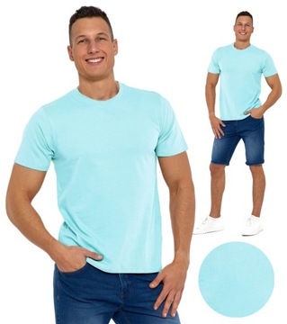 Koszulka męska T-shirt męski MORAJ Miętowy 100% Bawełna r. M