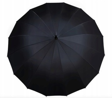 Duży PARASOL mocny XXXL 16 drutów automat Włókno CZARNY Rządowy
