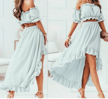 ЖЕНСКИЙ КОМПЛЕКТ, ИСПАНСКАЯ БЛУЗКА, АСИММЕТРИЧНАЯ ЮБКА