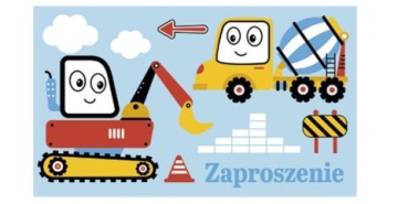 Запрошення на день народження Будівельний майданчик будівельна техніка 10 шт. день народження+конверти
