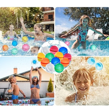 ЦВЕТНЫЕ МНОГОРАЗОВЫЕ ВОДНЫЕ БОМБЫ 12 ШТ. ИГРУШКИ ДЛЯ БАССЕЙНА