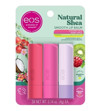 Eos Natural Shea Smooth lip balm - balsamy do ust kiwi, kokos, jabłko