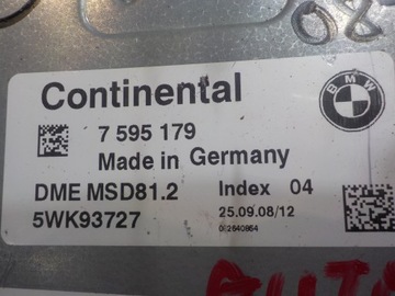 BMW 3 E90 FACELIFT 2.0 B 09R ŘÍZENÍ JEDNOTKA MOTORU 7595179