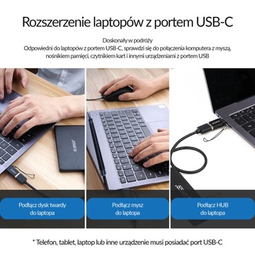 Orico черный USB-C на USB-A 3.1 алюминиевый адаптер 5 Гбит/с + подвеска
