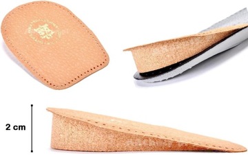 36/41 DAMSKIE BEŻOWE PODPIĘTKI KORKOWE SKÓRZANE PODWYŻSZAJĄCE 2 CM + 20 MM