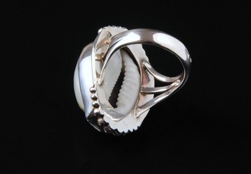 VERSIL duży pierścionek naturalna muszla piękny okazały SREBRO 0,925