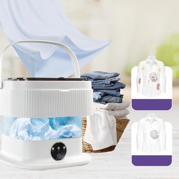 ПОРТАТИВНАЯ МИНИ-СКЛАДНАЯ ДВИГАТЕЛЬНАЯ СТИРАЛЬНАЯ МАШИНА С ЗАЩИТОЙ СИНЕГО СВЕТА 10л