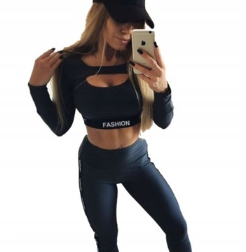 KOMPLET SPORTOWY CROP TOP I LEGGINSY FITNESS HIT M