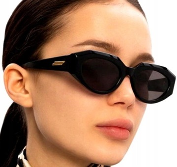 Kobiece Przeciwsłoneczne Okulary pilotki Kocie geometryczne czarne glamour
