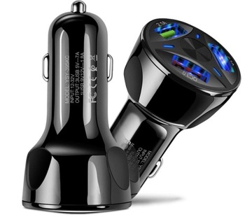 ŁADOWARKA SAMOCHODOWA 3x USB 3A QC3.0 QUICK CHARGE SZYBKIE ŁADOWANIE LED