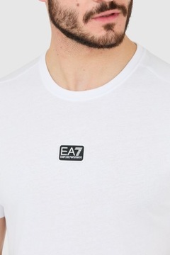 EA7 Biały t-shirt męski z naszywką z logo M