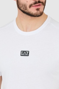 EA7 Biały t-shirt męski z naszywką z logo S