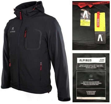 KURTKA ALPINUS męska SOFTSHELL z kapturem roz XL