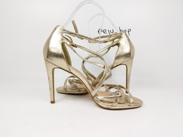 NEW LOOK Złote sandały z paseczkami na szpilce roz 42