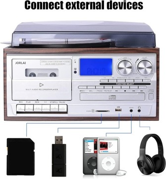 JORLAI ЖК-ВИНИЛОВЫЙ ПРОИГРЫВАТЕЛЬ С BLUETOOTH USB