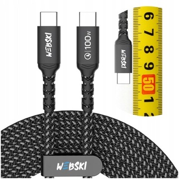 KOSTKA DO SZYBKIEGO ŁADOWANIA MOCNY KRÓTKI PRZEWÓD W OPLOCIE USB-C /USB-C