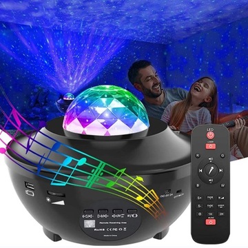 PROJEKTOR GWIAZD RZUTNIK NIEBA LAMPKA NOCNA LED GŁOŚNIK BLUETOOTH + PILOT