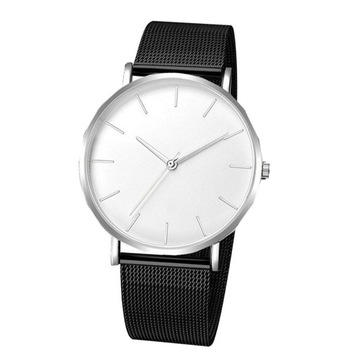 Zegarek sportowy Luksusowy 4-centymetrowy analogowy zegarek na rękę Wodoodporny czarny pasek z białą tarczą