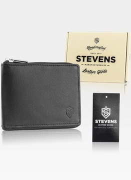 Skórzany portfel męski duży suwak STEVENS RFID Q2