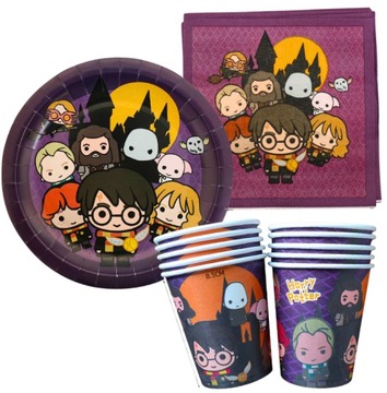 HARRY POTTER KUBKI + TALERZYKI + SERWETKI zestaw 40 szt. urodziny Hermiona