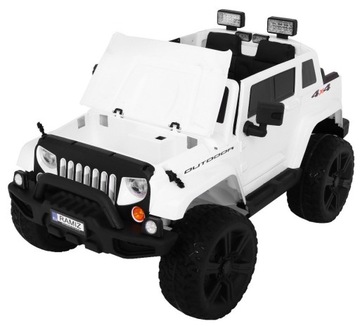 Детский аккумуляторный автомобиль Mighty Jeep Белый + 2-местный + привод 4х4 + 2