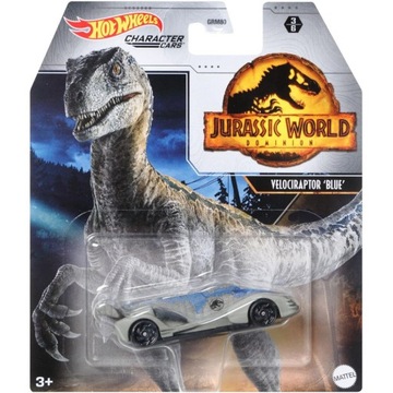 HOT WHEELS JURASSIC WORLD DOMINION CHARACTER CARS VELOCIRAPTOR 'BLUE' 3/6