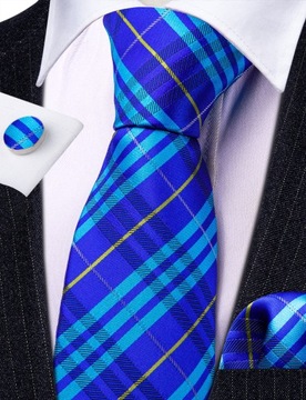 ELEGANCKI ZESTAW Żakardowy Męski KRAWAT + POSZETKA + SPINKI wys24h