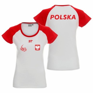 POLSKA PIŁKA NOŻNA KOSZULKA PIŁKARSKA DAMSKA T-SHIRT KIBICA POLSKI
