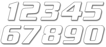 NUMERY STARTOWE 25CM X 20CM UKOŚNE, KOLOR BIAŁY NR0 (3SZT.)