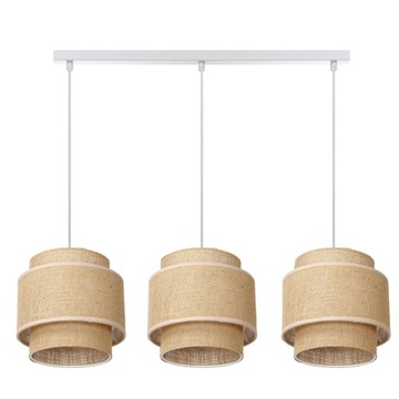 BOHO LAMPA WISZĄCA JUTOWA LISTWA POTRÓJNA JUTA