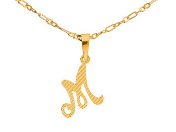 Naszyjnik łańcuszek srebrny złoto litera M alfabet