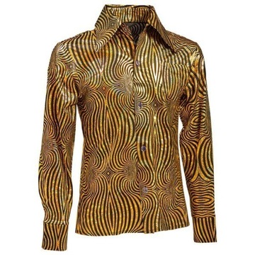 ЗОЛОТАЯ ДИСКО-РУБАШКА 70-Х ГОЛОСОВЫМ УЗОРОМ XXL