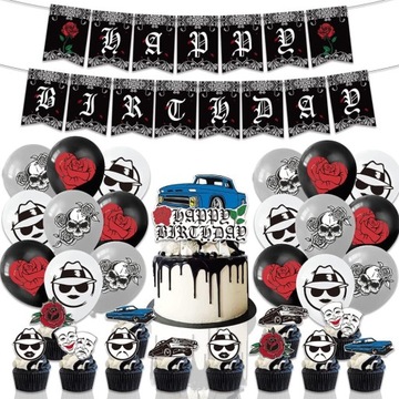 ZESTAW BALONÓW balony BANER HAPPY BIRTHDAY Cholo Lowrider TOPPER BABECZKI