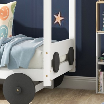 Łóżko drewniane łóżko samochodowe 90x200 Biały