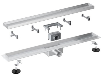 ЛИНЕЙНЫЙ СЛИВ 2в1 из нержавеющей стали НИЗКИЙ СИФОН для плитки 90 см