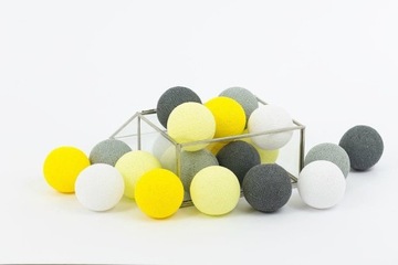 Zestaw lampek Cotton Balls Smokey Yellow 10 kul