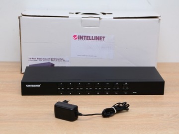 16-портовый KVM-переключатель Intellinet, комбинированный USB-порт для монтажа в стойку