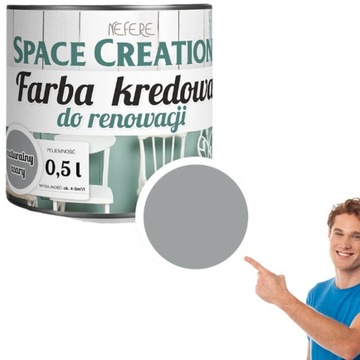Farba kredowa space creation do odnawiania renowacji mebli szary 0,5L