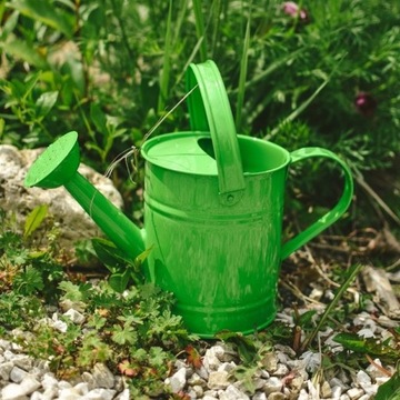 Зеленая металлическая лейка