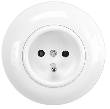 loftowe białe gniazdko kontakt 230V LOFT retro