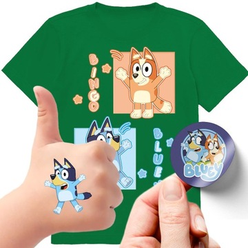 ZESTAW KOSZULKA + TATUAŻE NAKLEJKI BLUEY BLUE 128