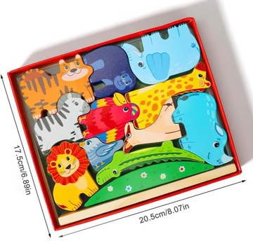 ИГРА «БАЛАНСА ЖИВОТНЫХ» ДЕРЕВЯННЫХ КРУГОВ МОНТЕССОРИ