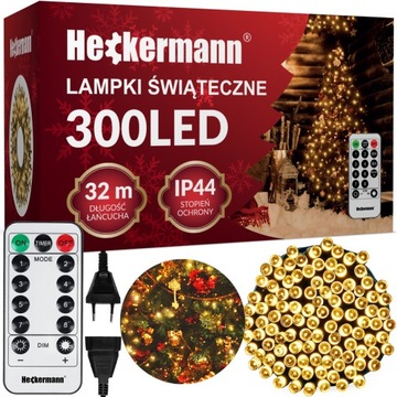 LAMPKI CHOINKOWE ŚWIĄTECZNE ZEWNĘTRZNE WEWNĘTRZNE IP44 BIAŁY CIEPŁY 300 LED