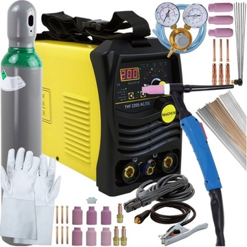 Spawarka TIG 220 AC DC Puls ALUMINIUM zestaw Argon