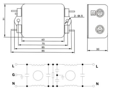 Сетевой противопомеховый фильтр EMI RFI, 6 А, 230 В, однофазный