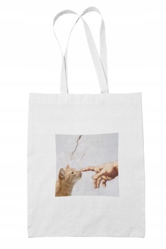Torba Bawełniana Biała Aesthetic, Kot, Art, Sztuka