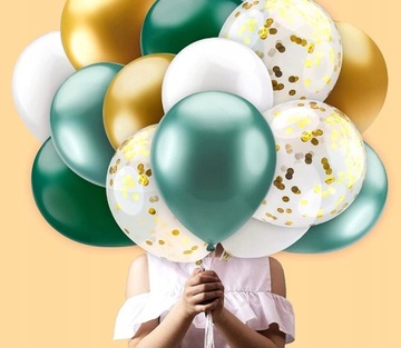 Зеленые золотые воздушные шары 60 шт. Свадебный набор для выпускного вечера Причастие Конфетти День рождения
