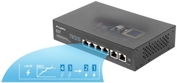 ПЕРЕКЛЮЧАТЕЛЬ LANBERG 4X 100 МБ POE+/2X RACK 60 Вт 10 футов 19 футов