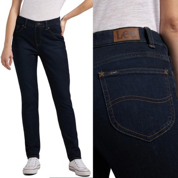 LEE spodnie HIGH WAIST navy jeans COMFORT SKINNY _ W33 L31