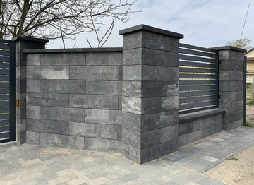 Bloczek ogrodzeniowy, 76x19,5x20, grafitowo-biały